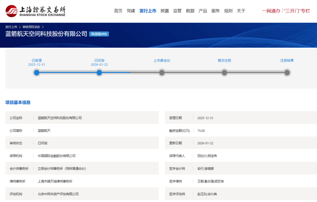 蓝箭航天IPO新进展