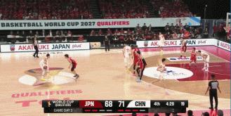 CBA 全场最空的一个大空位三分了，可惜了，赵继伟没进！中国男篮vs日本男篮