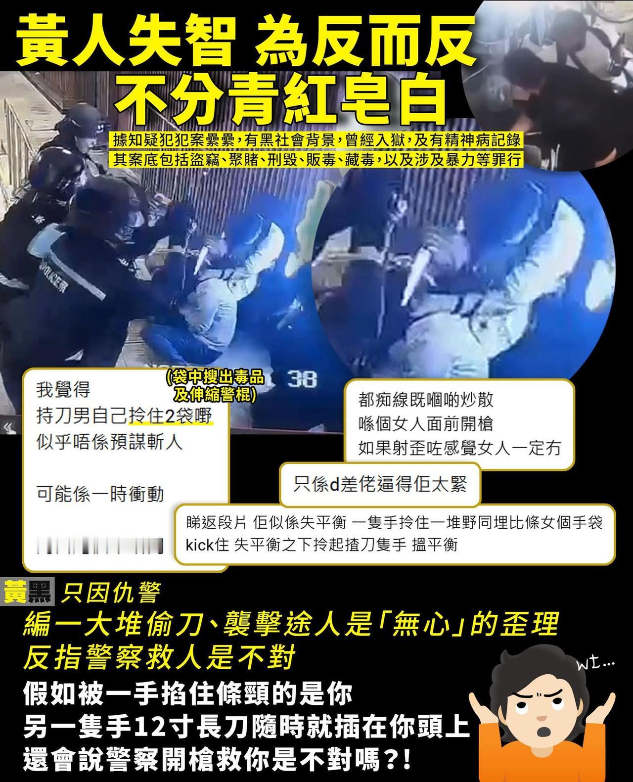 黄人本色！为反而反，不分青红皂白的狂反

只因「仇警」，就为一个犯案纍纍，有黑社