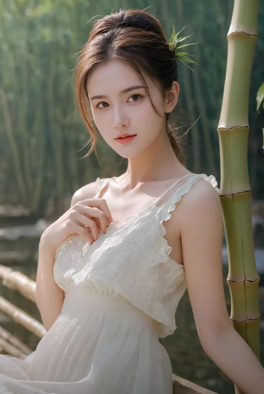 她如同一朵小家碧玉，清丽脱俗，让人一见倾心。她的笑容里藏着淡淡的忧愁，就像咖啡的