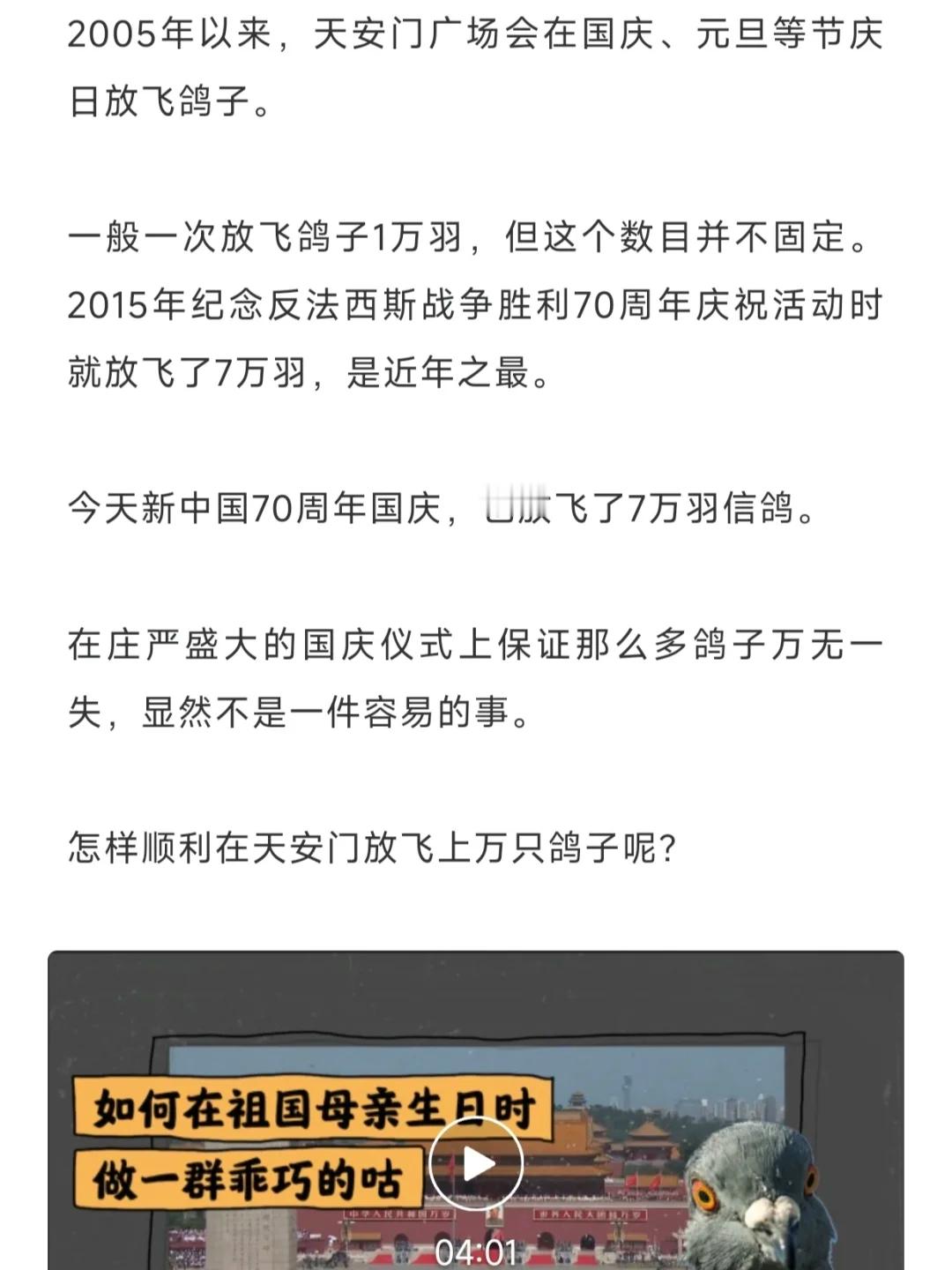 自从知道放飞和平鸽是借的群众的仪式结束就各回各家了，心里总会惦记着今天有没有鸽子