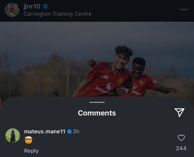 马特乌斯马内在JJ加布里埃尔ins下留言mufcyouth