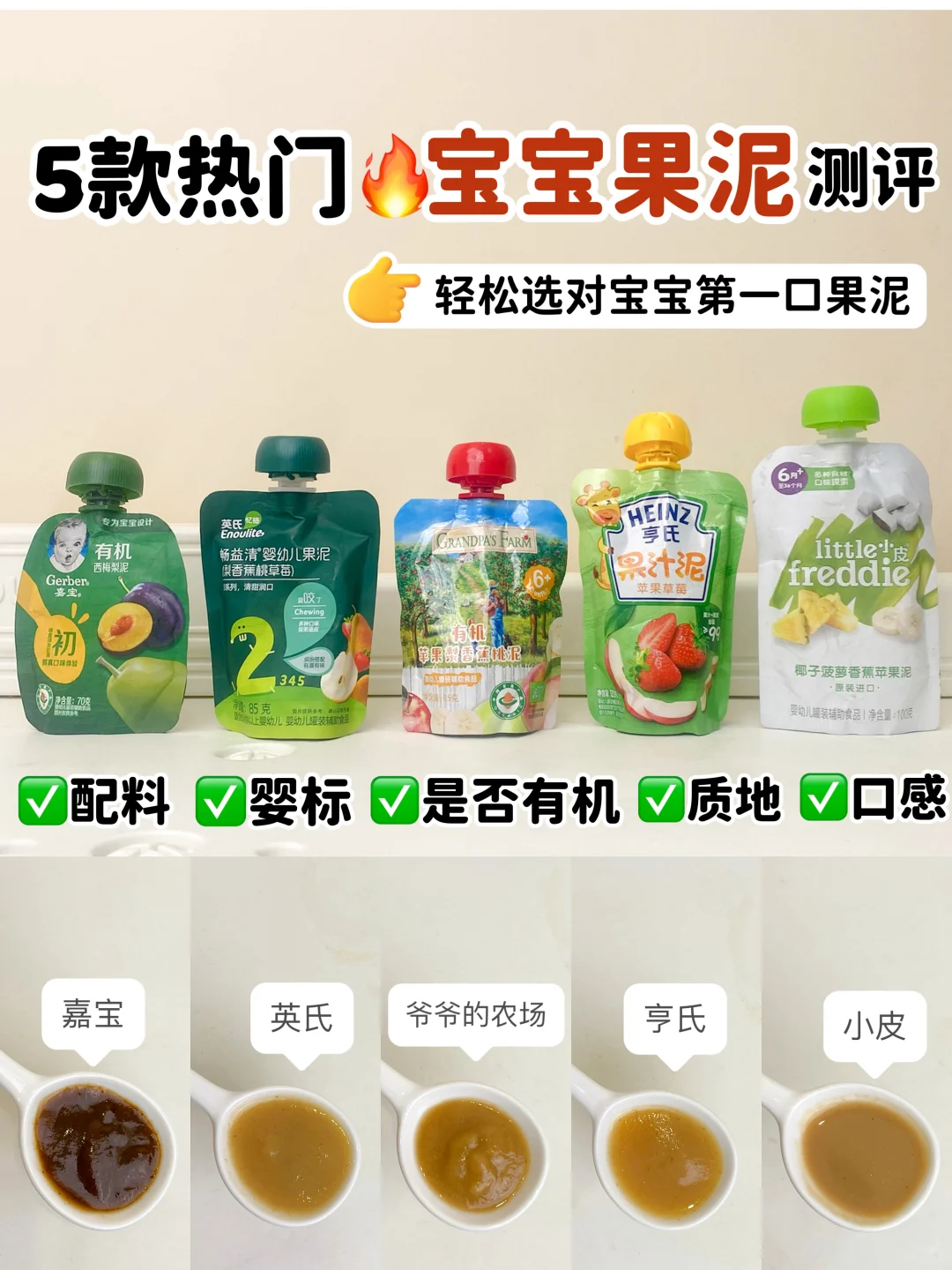 看完不再踩雷‼️5款热门果泥测评🔥