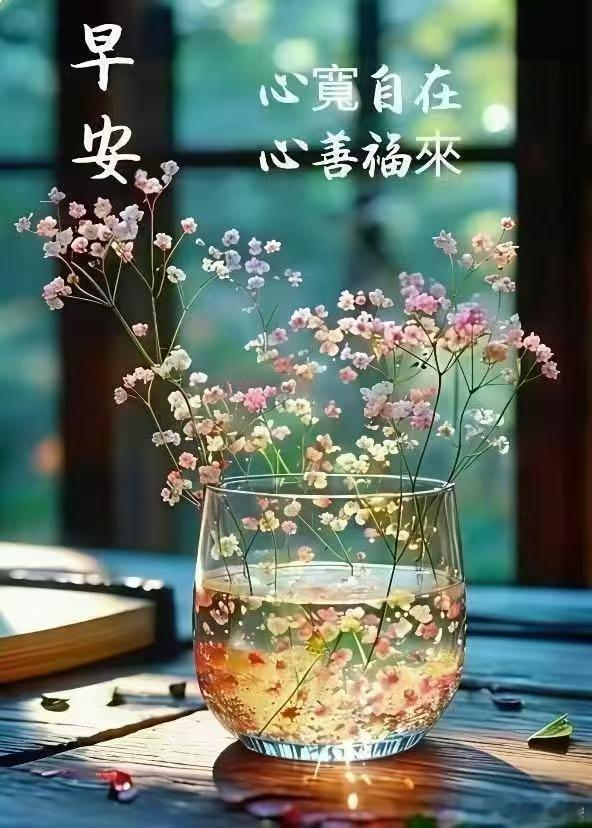 宽窄思语 瓶中清水养繁花，桌上闲书伴早茶。窗外流光虽过客，心中自有菩提芽。 