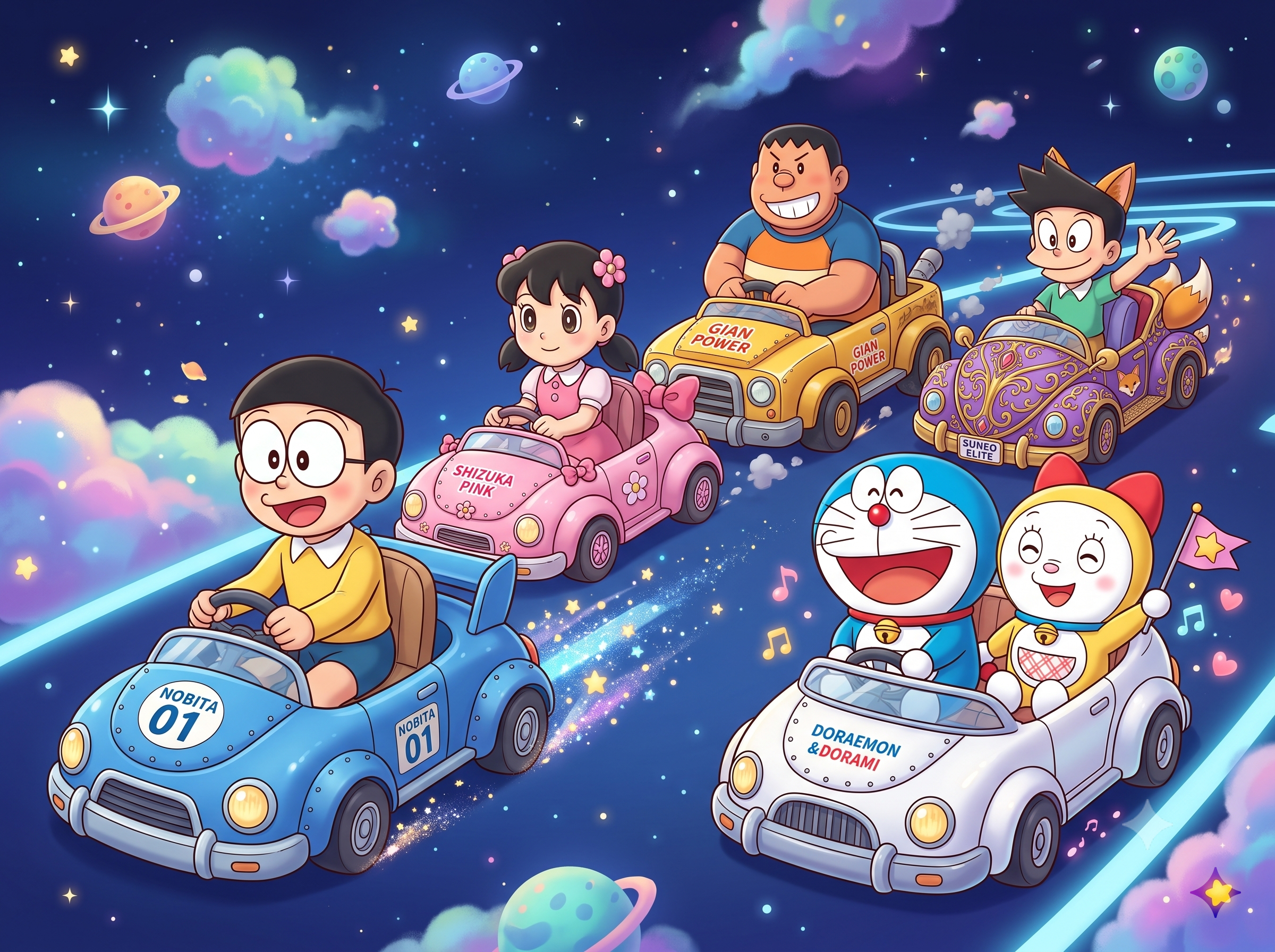 哆啦A梦小队星际赛车｜童年壁纸 全尺寸 