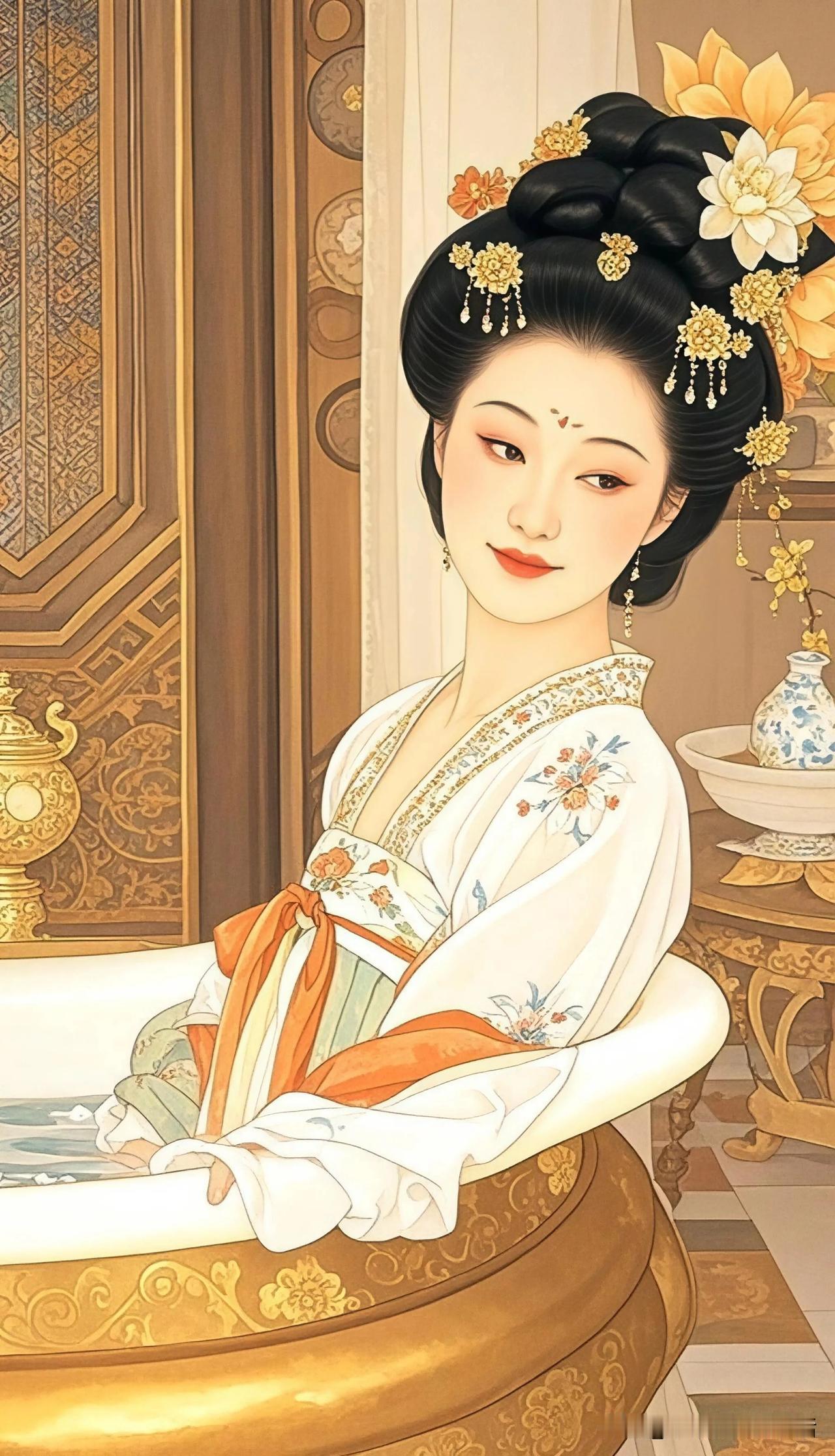 玉颜倾国色，花钿映春光。