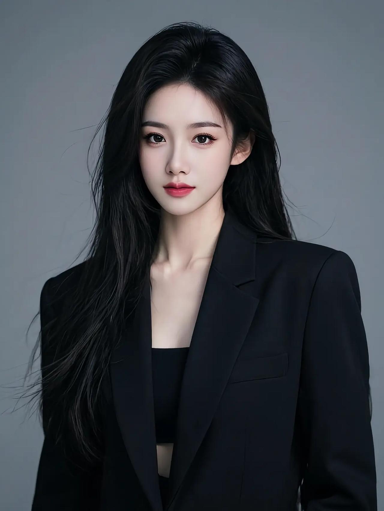 优雅黑西服，气质女神范儿。
