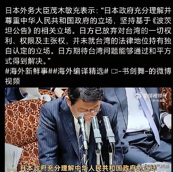 日本外务大臣最新表态！
12月15日，日本外务大臣茂木敏充在日本国会表示：日本政