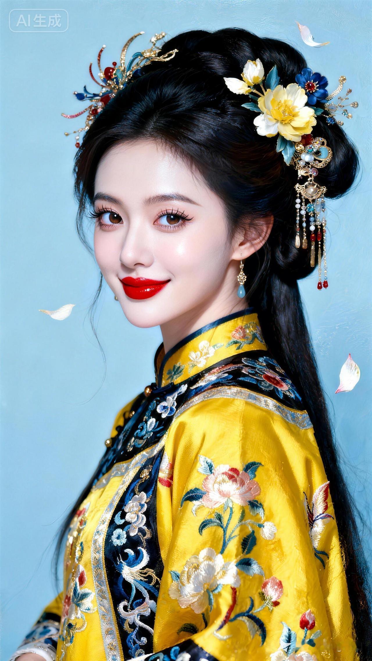 惊艳的东方美人，华丽的发饰和精致的妆容，让人沉醉在古典美之中。