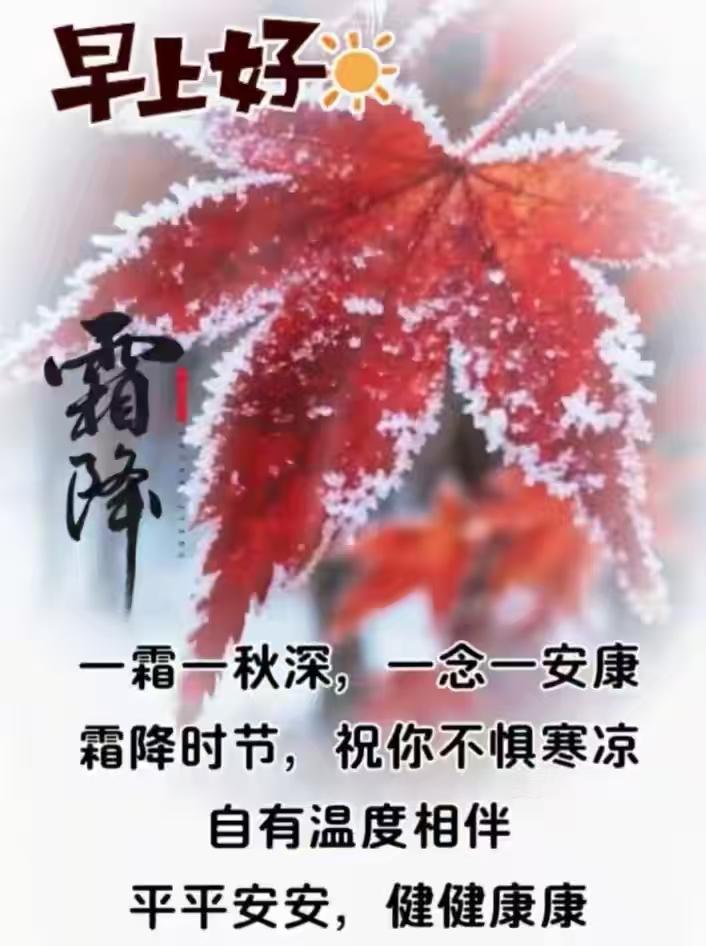 今日双降，祝友友们：福运双降，顺遂安康！深秋迟暮，新霜满天。愿你在烟火四季里，慢