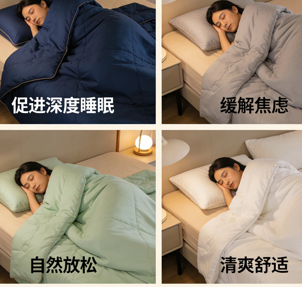 被子颜色 影响睡眠质量怎么感觉被子材质更重要呢，纯棉、真丝等透气材质+合适厚度，