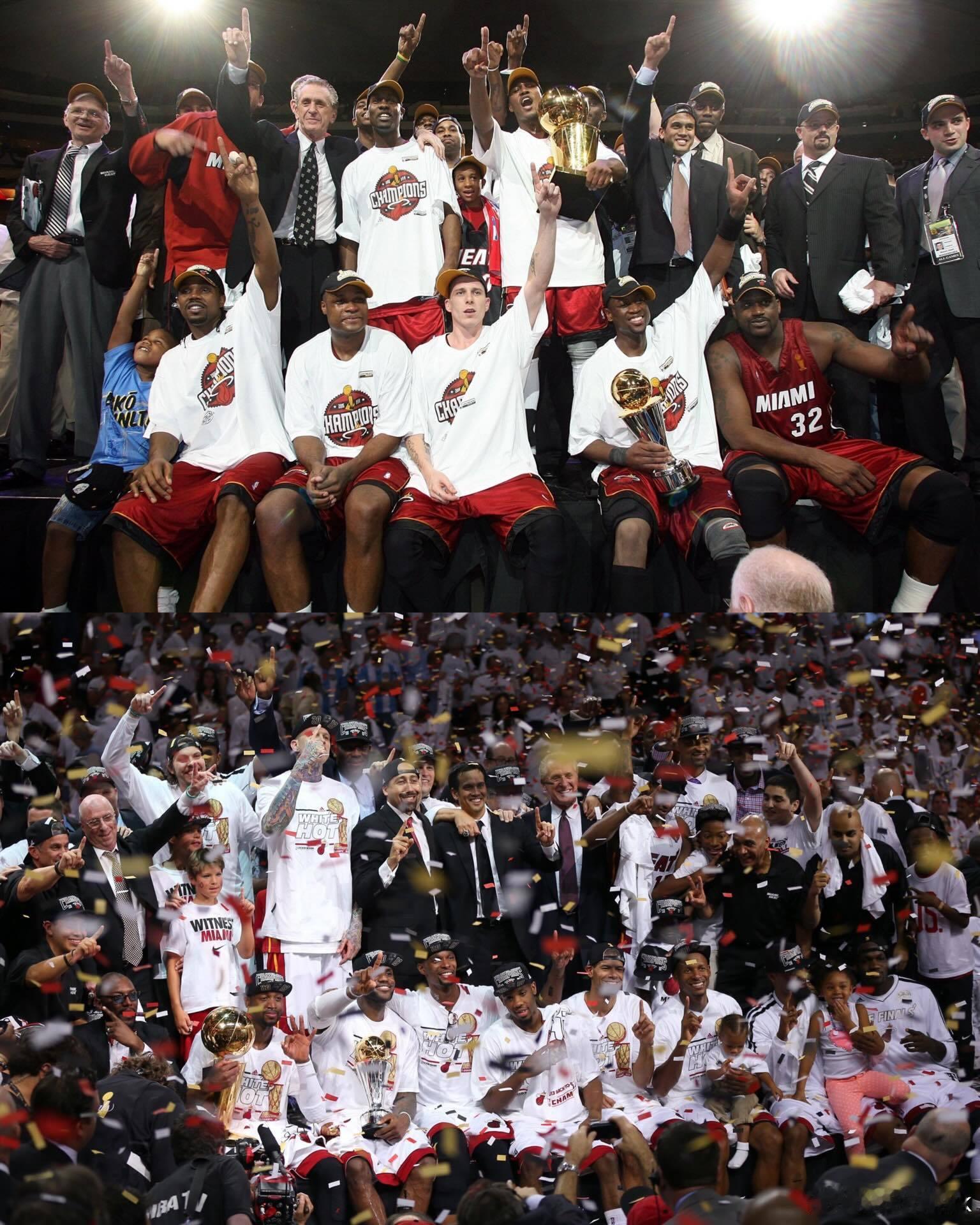 这一天，属于迈阿密热火。2006年，队史首冠；2013年，卫冕成功。两座总冠军，
