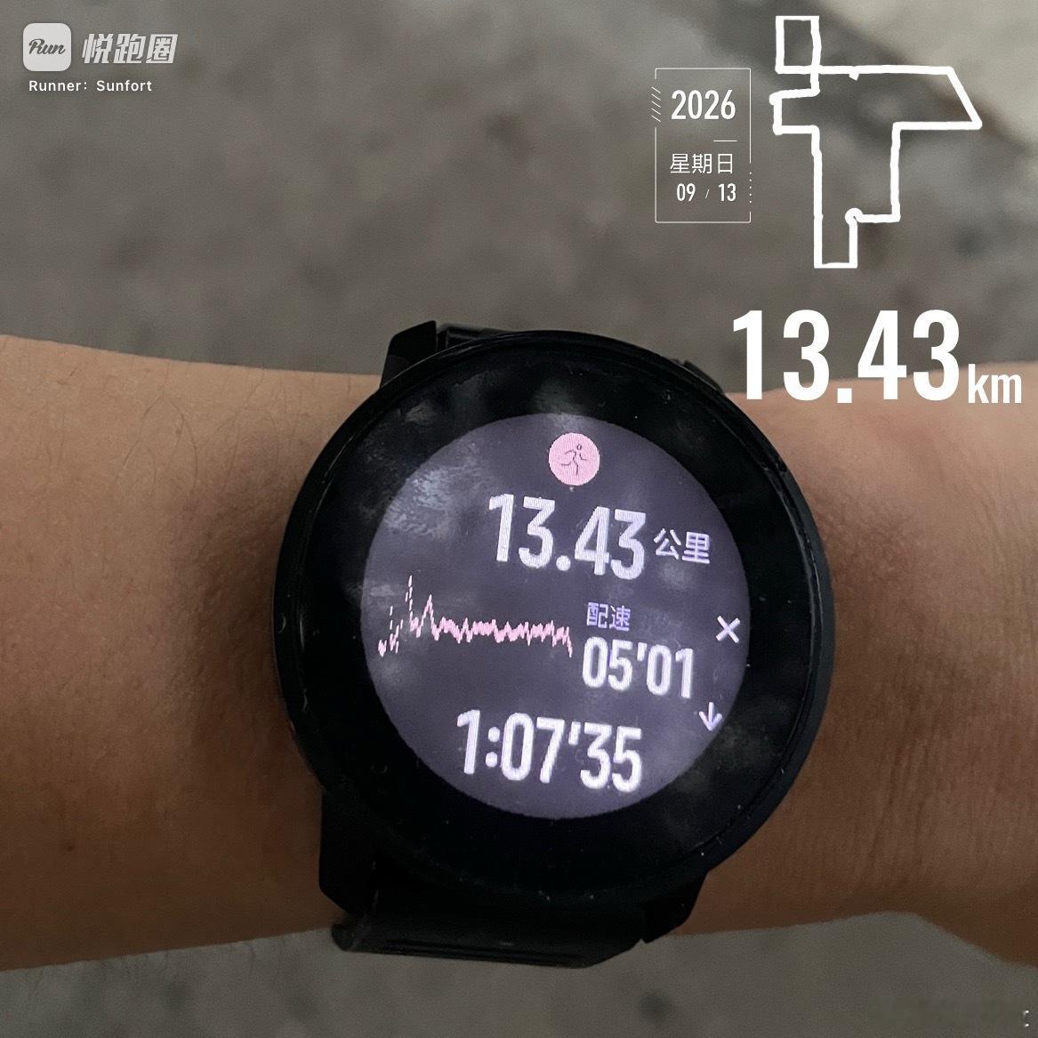 跑步[超话]  跑步一小时。04:40开跑，24°C，体感24°C，相对湿度87