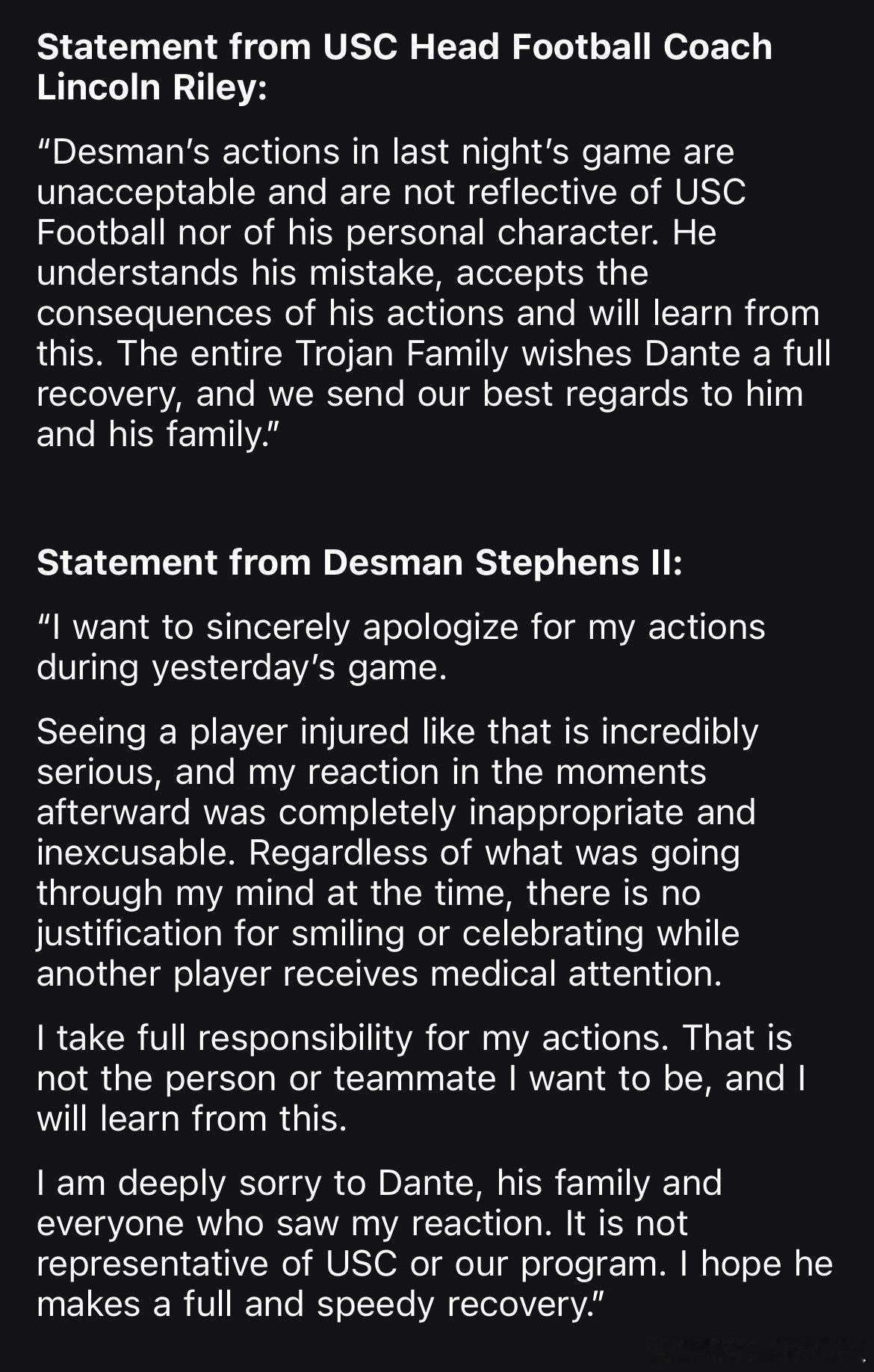 USC宣布将暂停线卫Desman Stephens II一场比赛。在昨天对阵Or