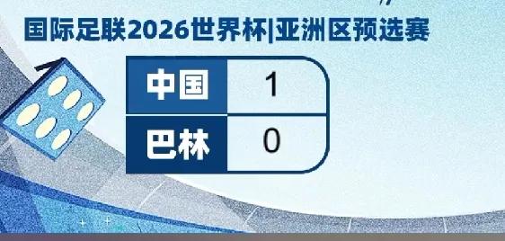 哈哈，从0:1变成1:0，只有1分钟。巴林先进球是因为越位犯规，取消。
然后中国