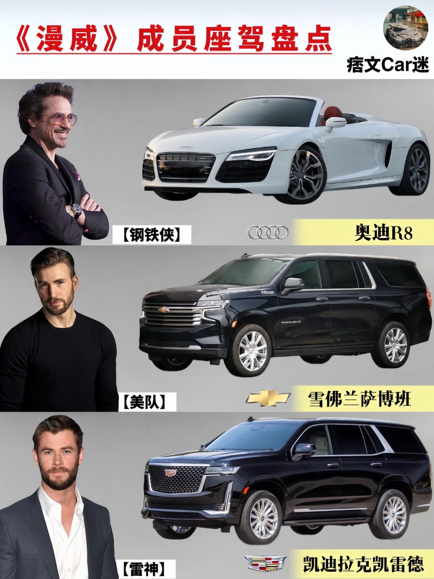 漫威主角现实生活里都开什么车？