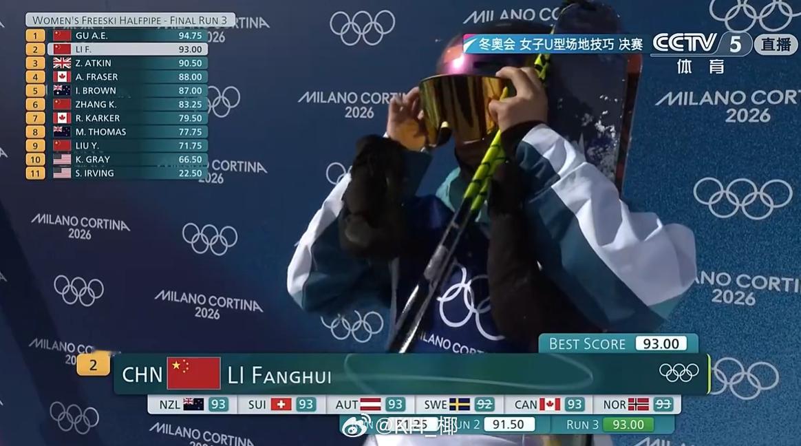 李芳慧第三轮93.00！ 也刷新自己最佳！ 