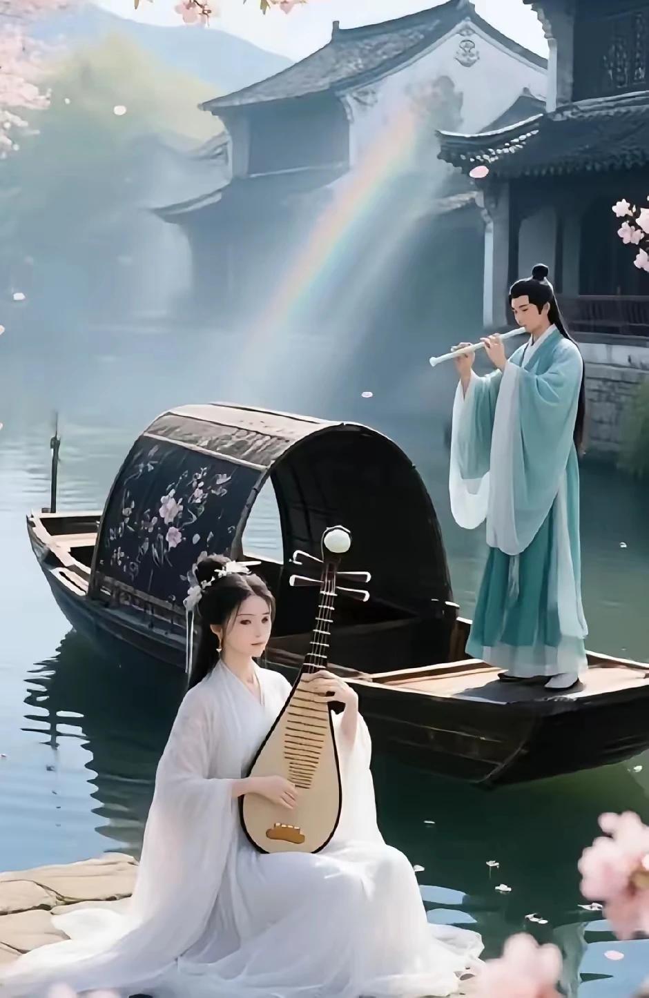 上联：窗前玉笛随风远
 下联：高山流水觅知音