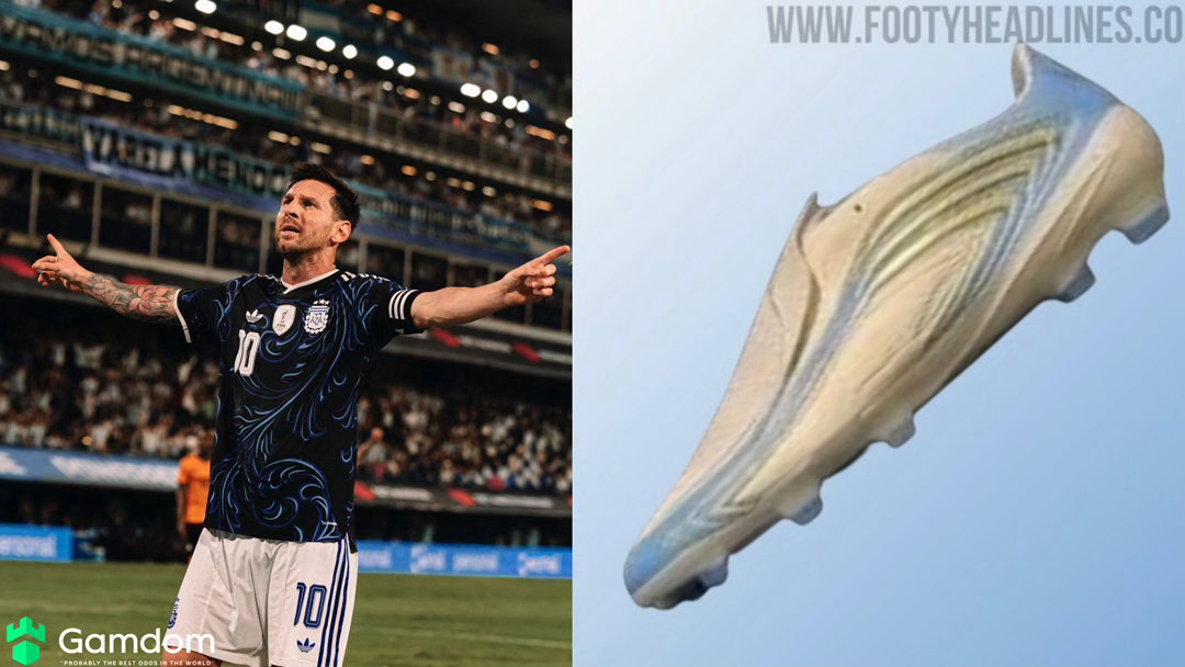 👟梅西的2026年世界杯特别版球鞋正式亮相。这款球鞋采用白、金、天蓝三色设计，