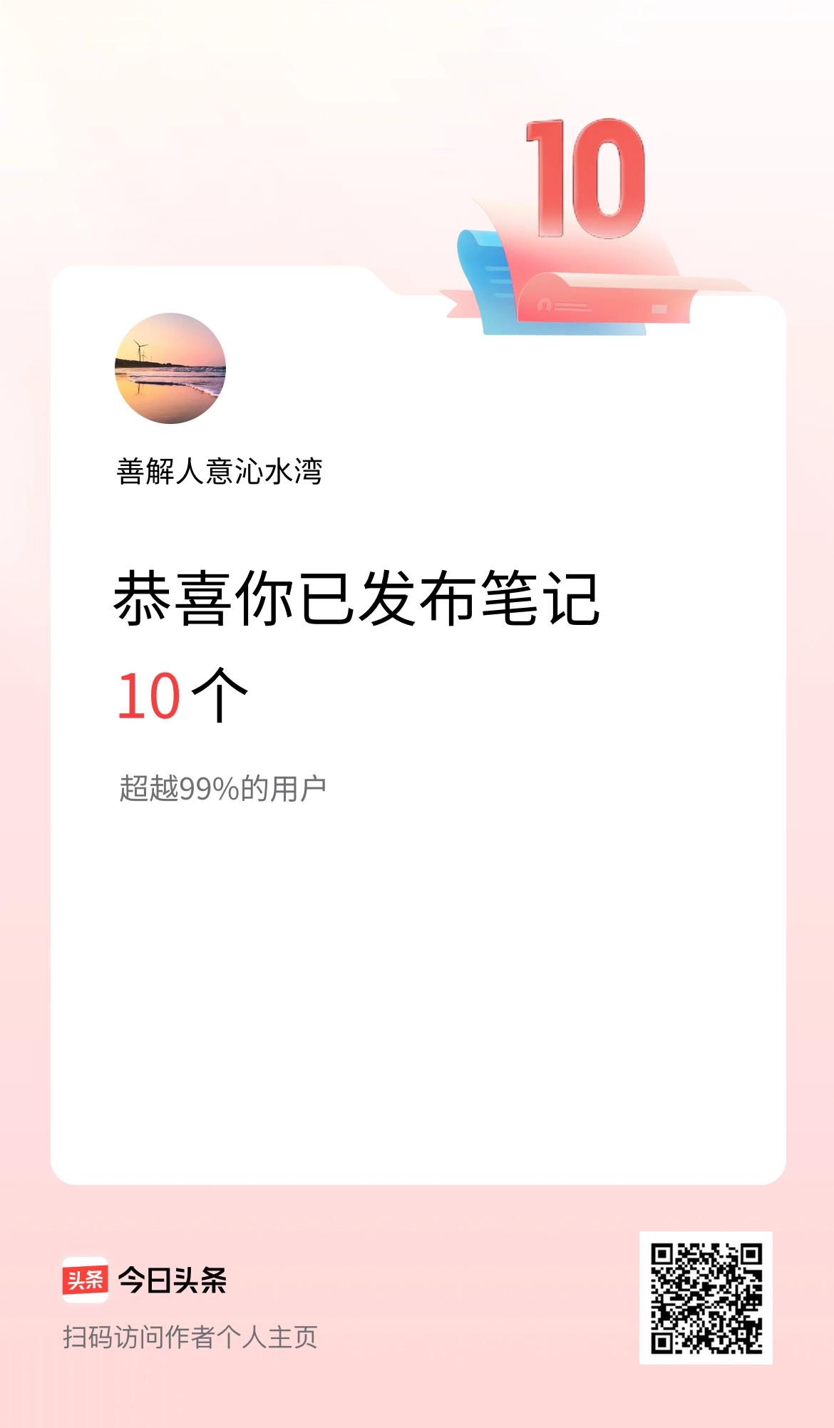 我在头条累计投稿笔记10个