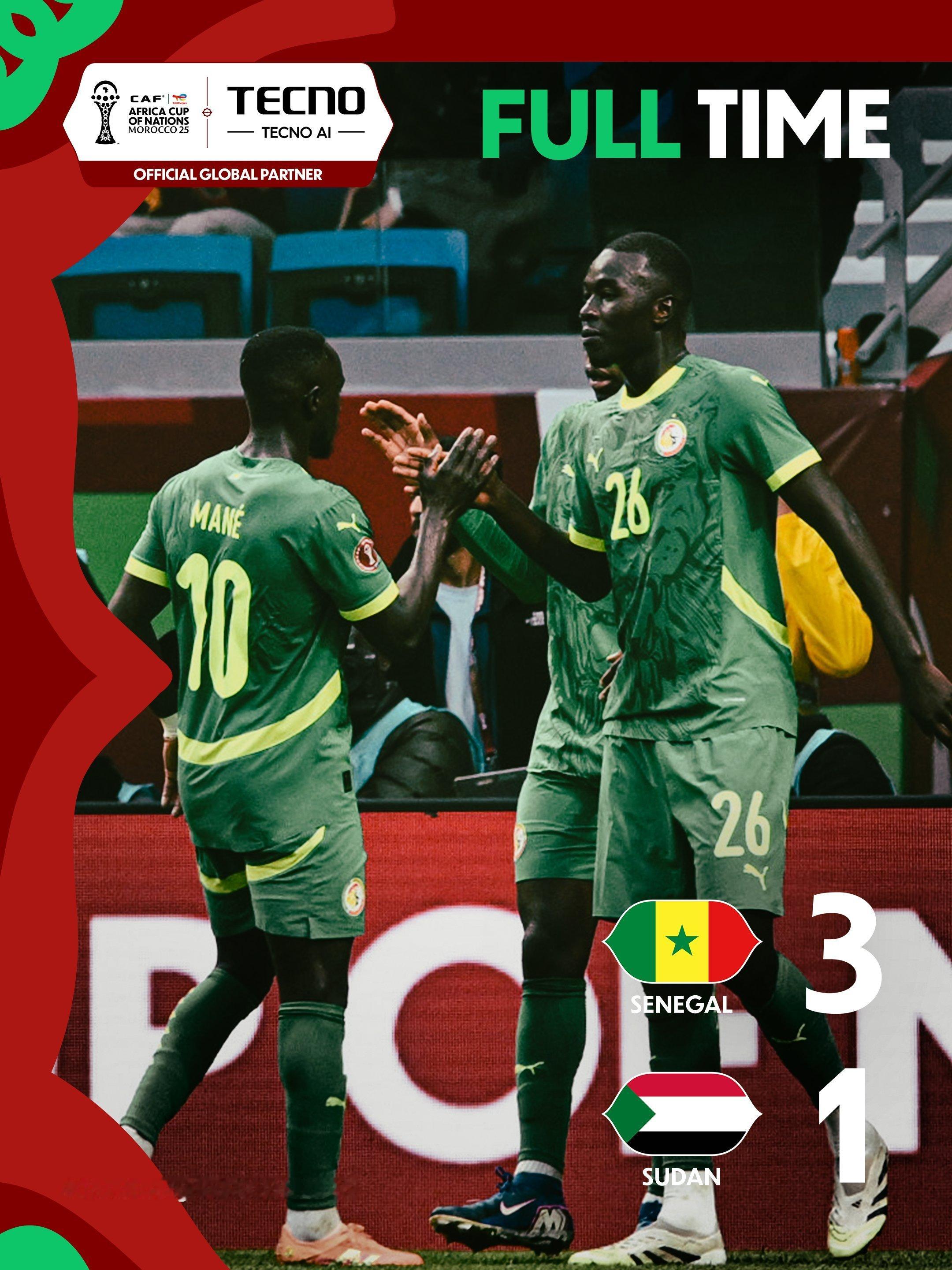 非洲杯 1/8决赛：塞内加尔3：1击败苏丹队。🎖️ 塞内加尔队中场帕普·盖伊?