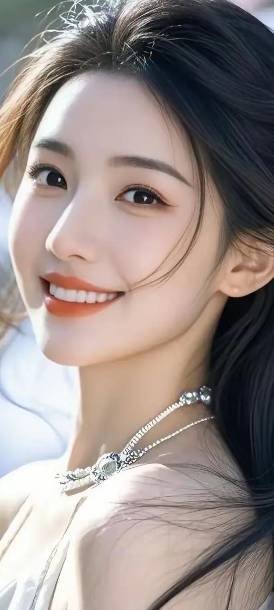 温柔微笑，闪耀的珠宝项链，甜美动人！💖✨