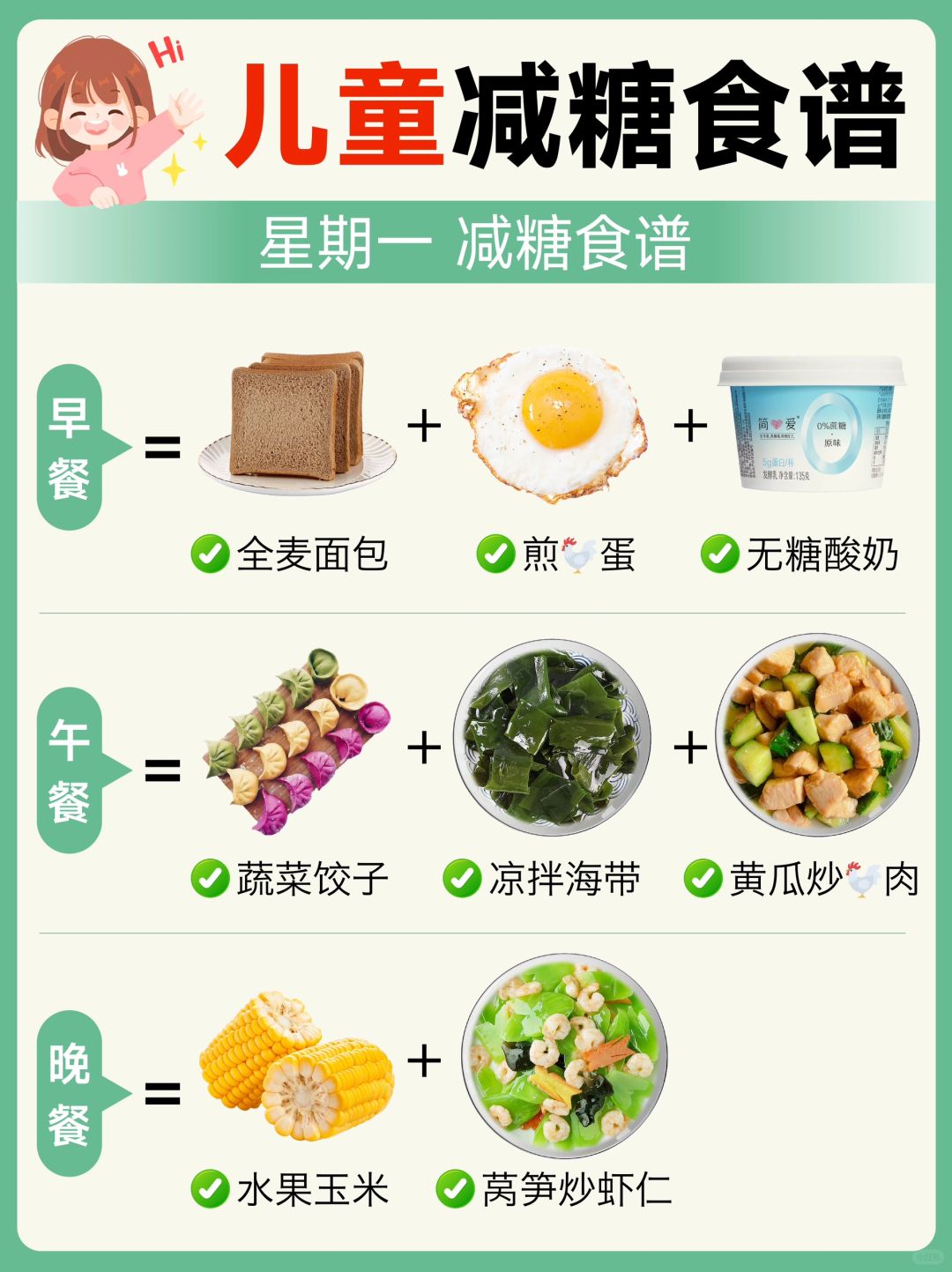 🧒儿童减糖一周食谱！建议收藏！