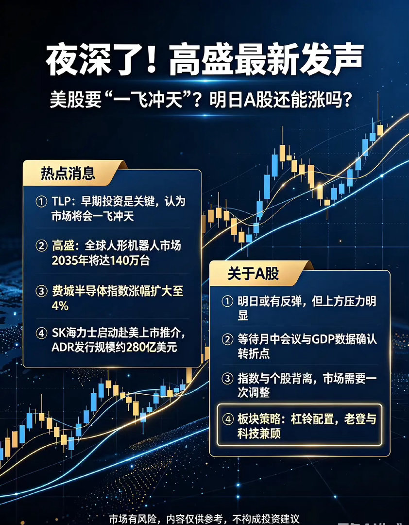 夜深了!高盛最新发声,美股要“一飞冲天”？明日A股还能涨吗？一、热点消息①TLP
