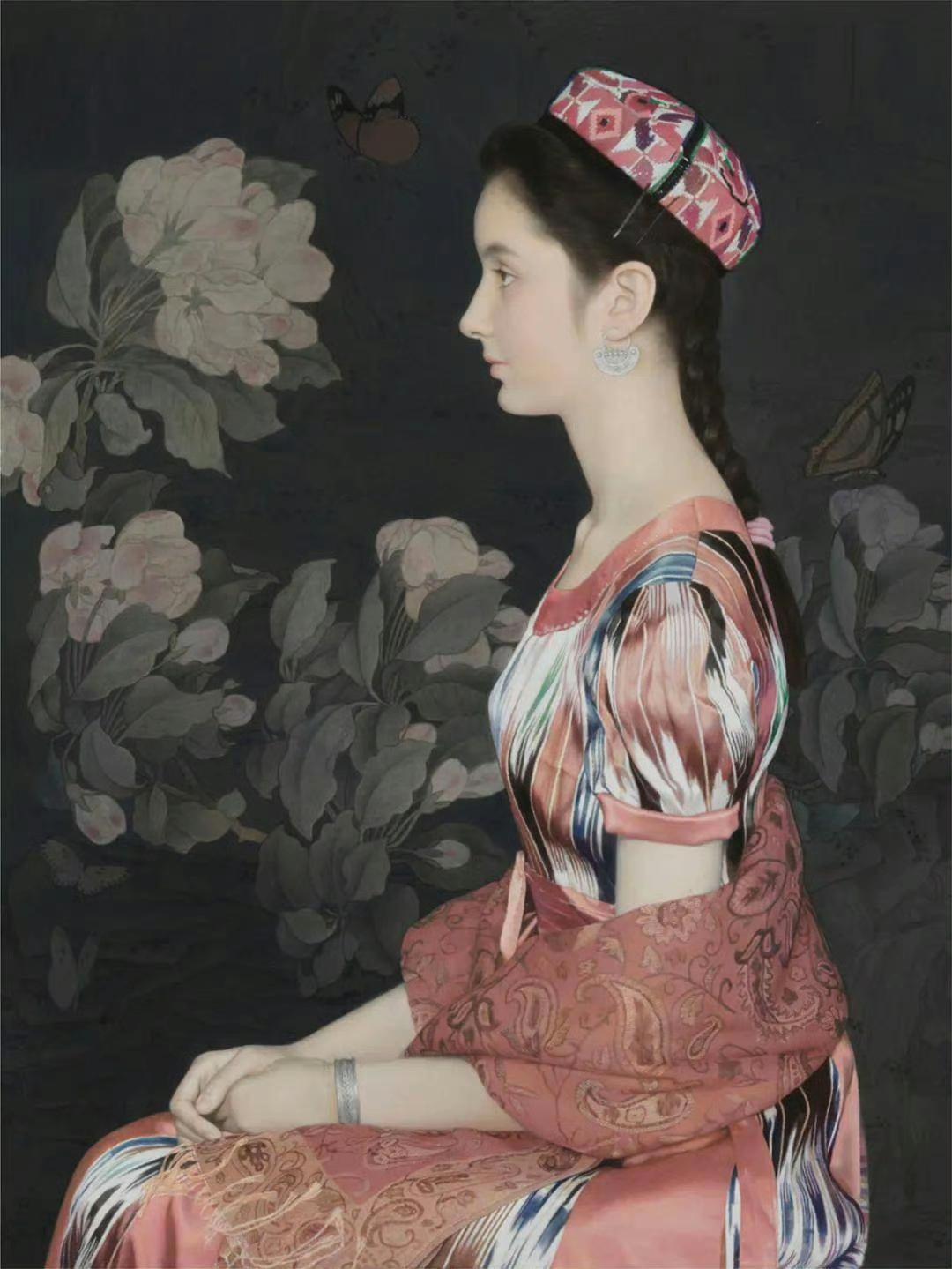 王沂东《轻风海棠图》布面油画 80×60cm 2018年 ​​​