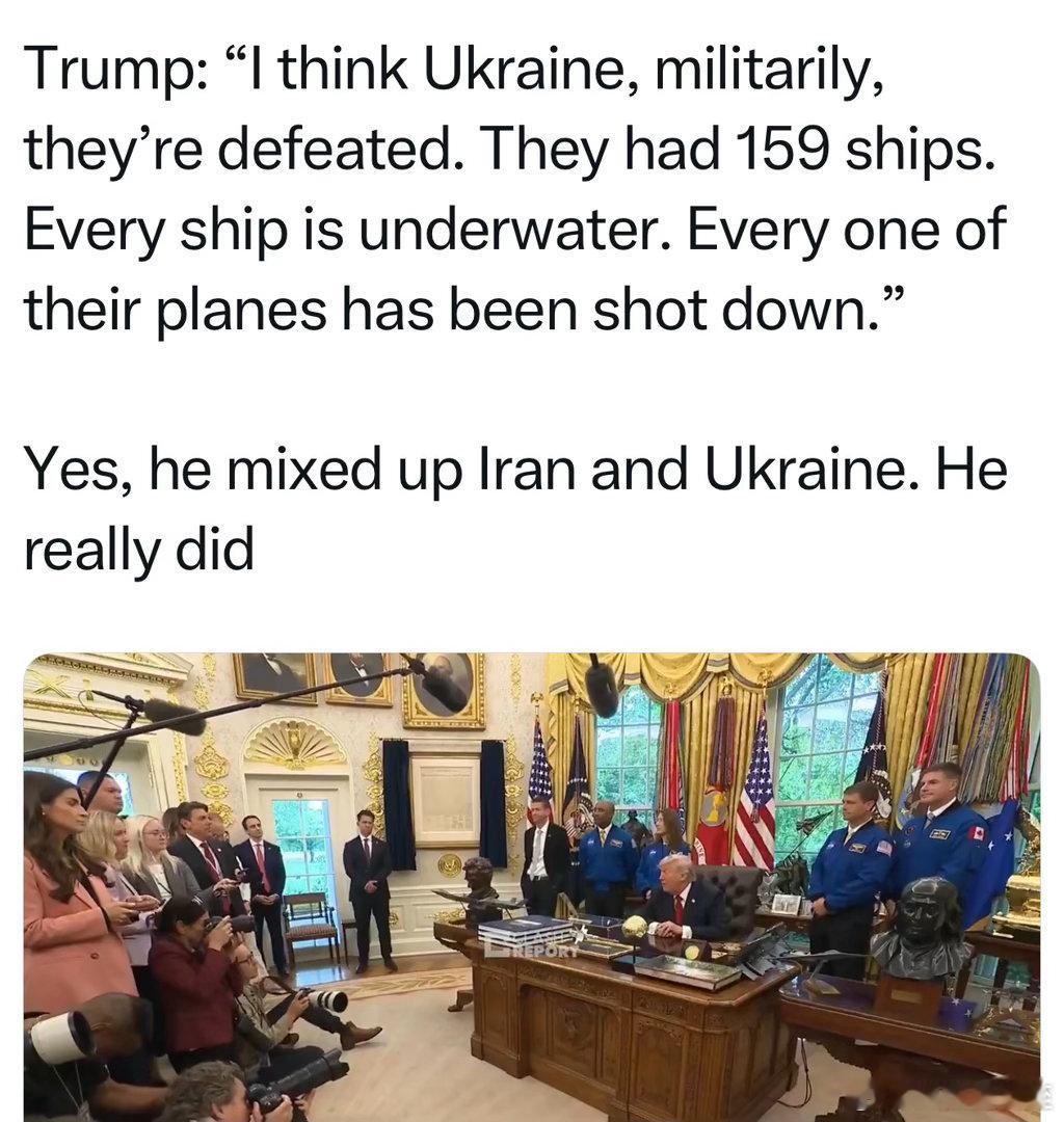 记者：乌克兰，伊朗，哪场冲突能先结束？Trump：乌克兰！军事上已经被打败了…他