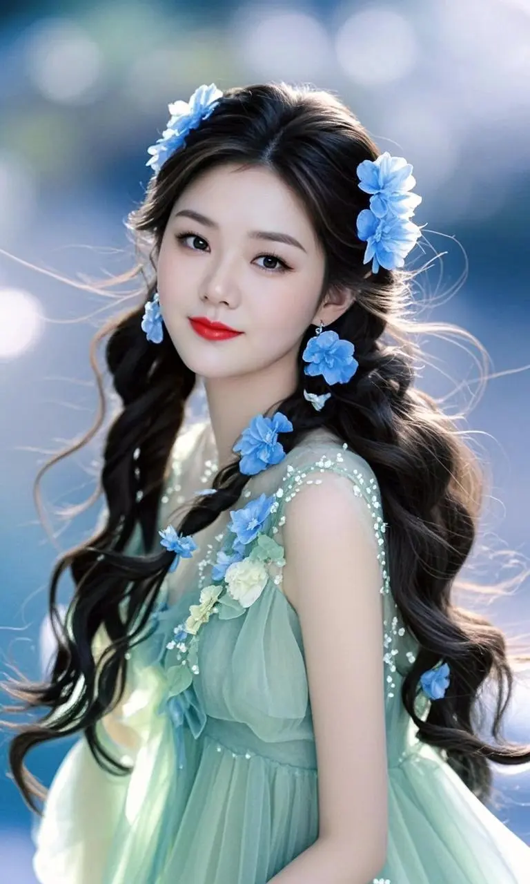 AI蓝花仙子写真 好心情带来好运气 打开美好生活 不一样的自己 纪录美好生活