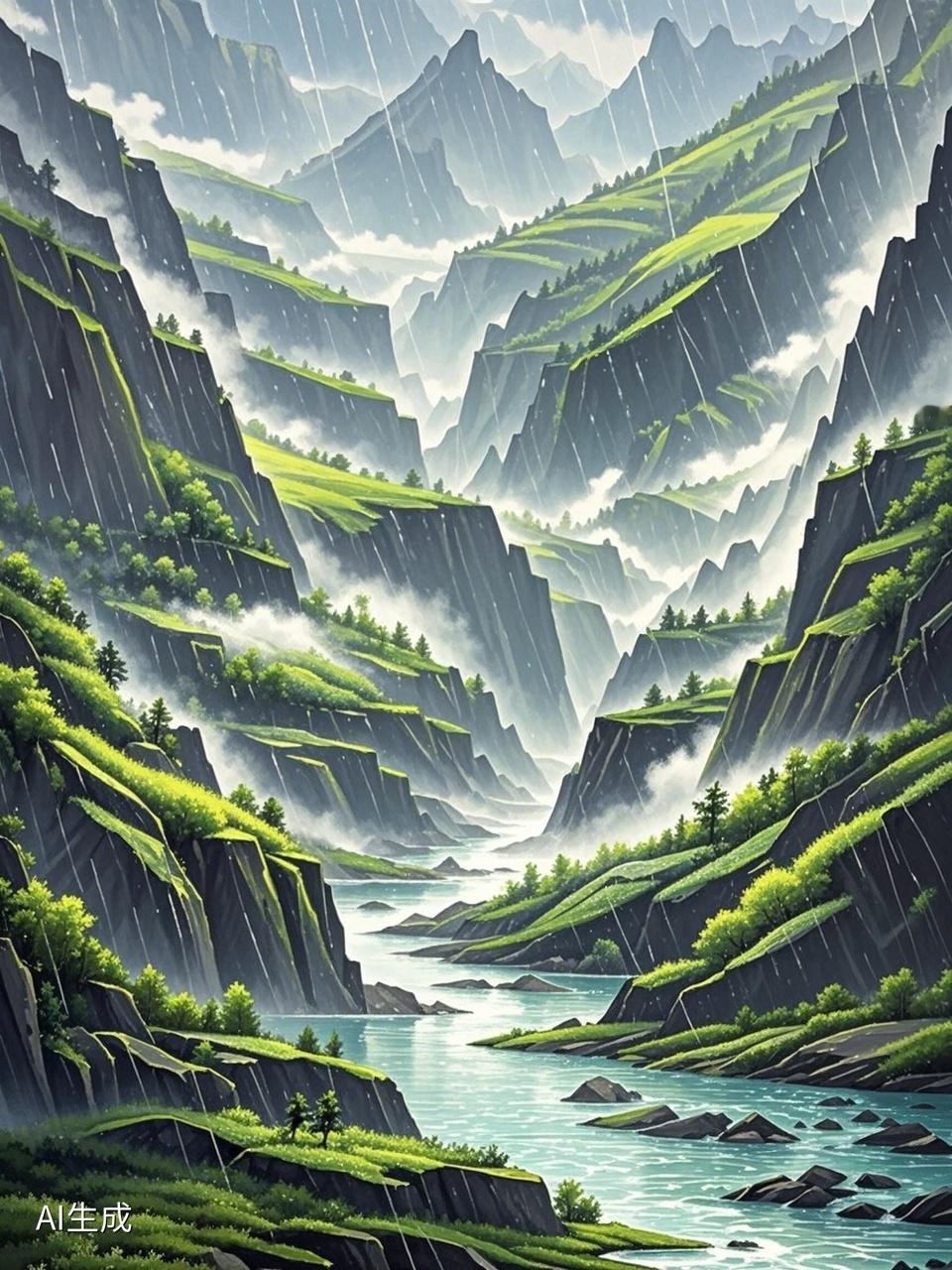 “云卷千峰色”，这上联意境绝美，云起云落间，千座山峰的色彩仿佛都被卷入其中，充满