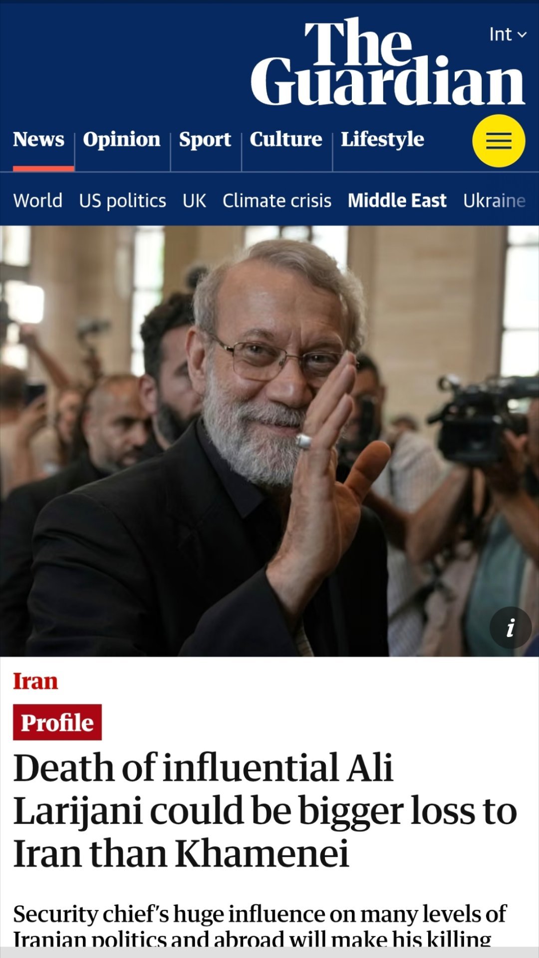 穆杰塔巴说拉里贾尼血债将很快清算¹ 不光很多中国人这么说：以色列杀掉温和派、谈判