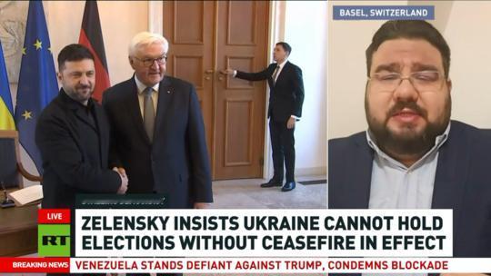 前乌克兰外交官安德烈·特利任科称，泽连斯基领导下的选举既不真实也不合法，英国正在