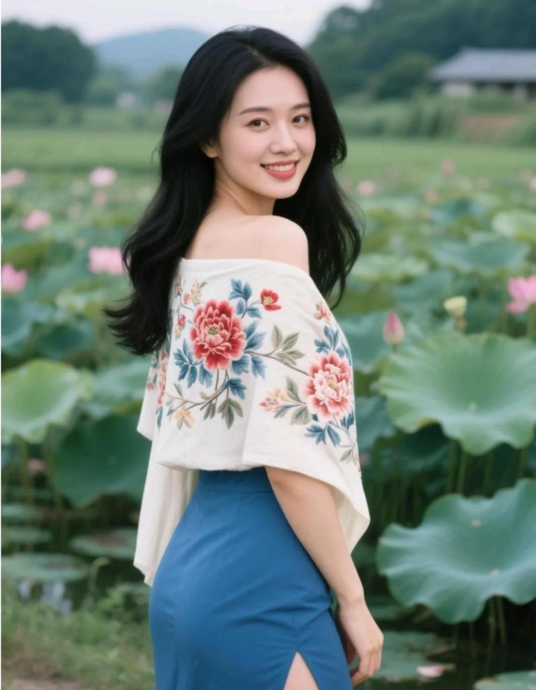 夏日荷塘仙子，花影摇曳间，笑靥如花。