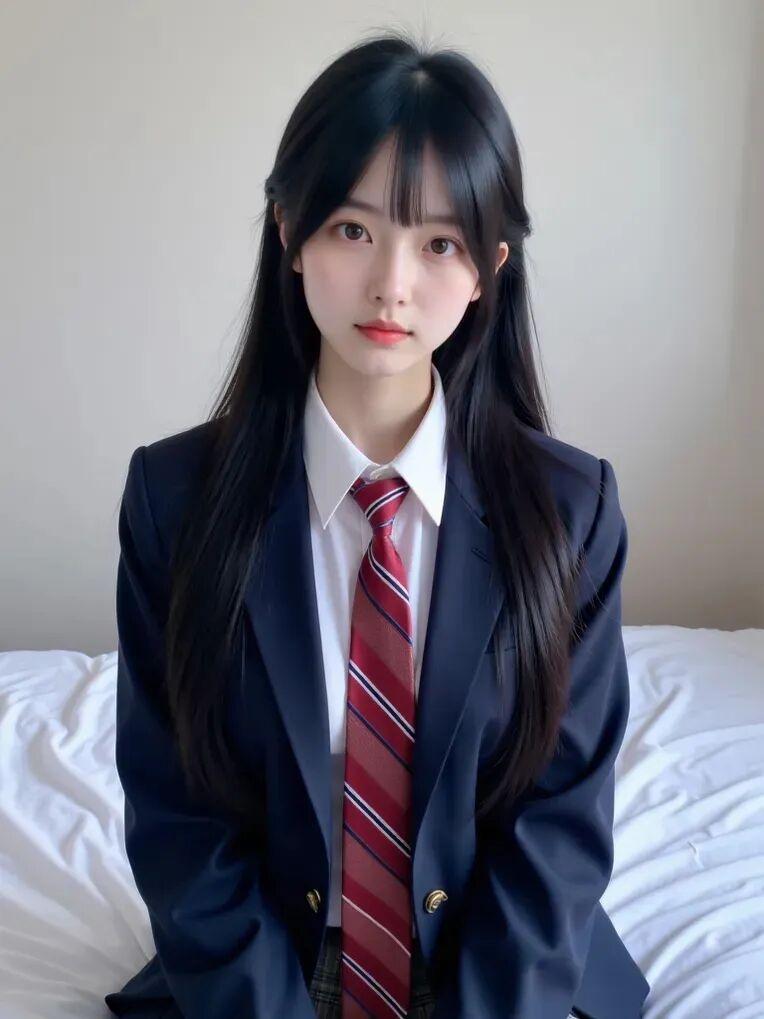 青春洋溢的校园风，红领带与白衬衫的完美搭配，少女心满满！💕📚