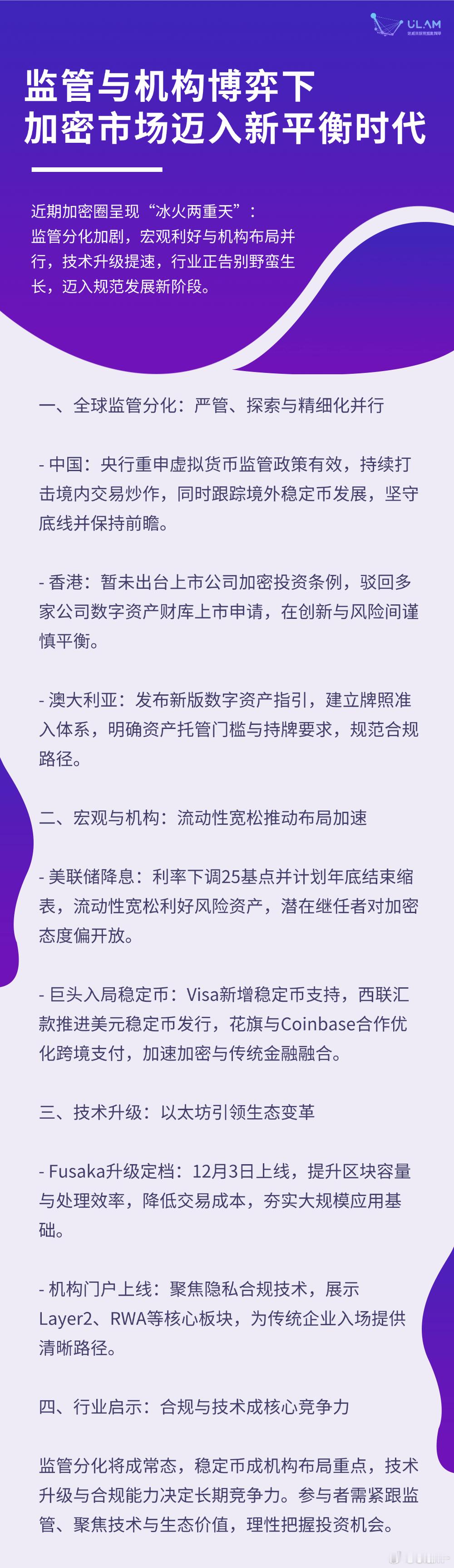 ULAM[超话] 监管与机构博弈下加密市场迈入新平衡时代👇web3区块链def