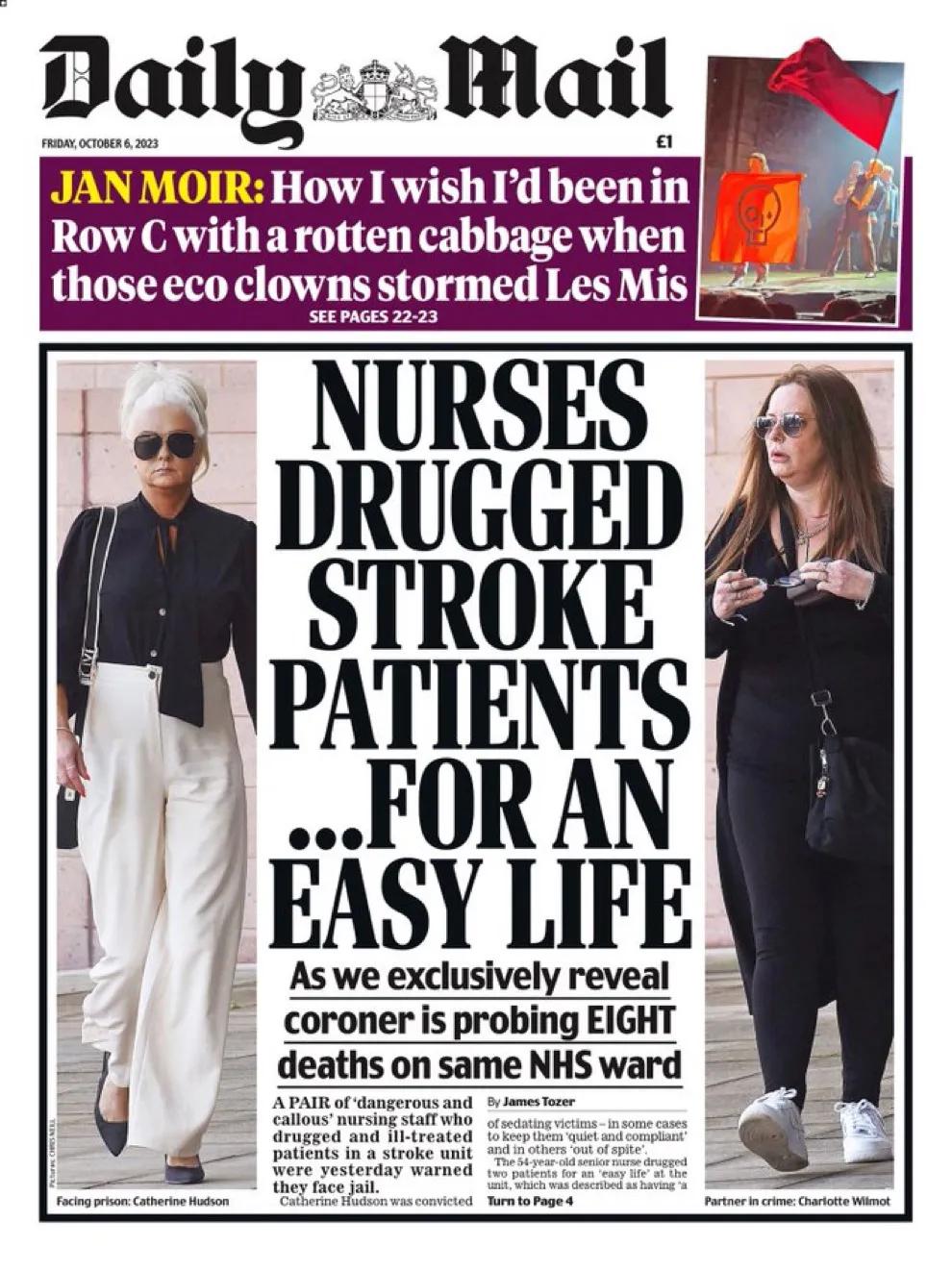 #李文读报# 《每日邮报》在头版刊登照片报道，英国死因法庭正在调查，同一家公立医