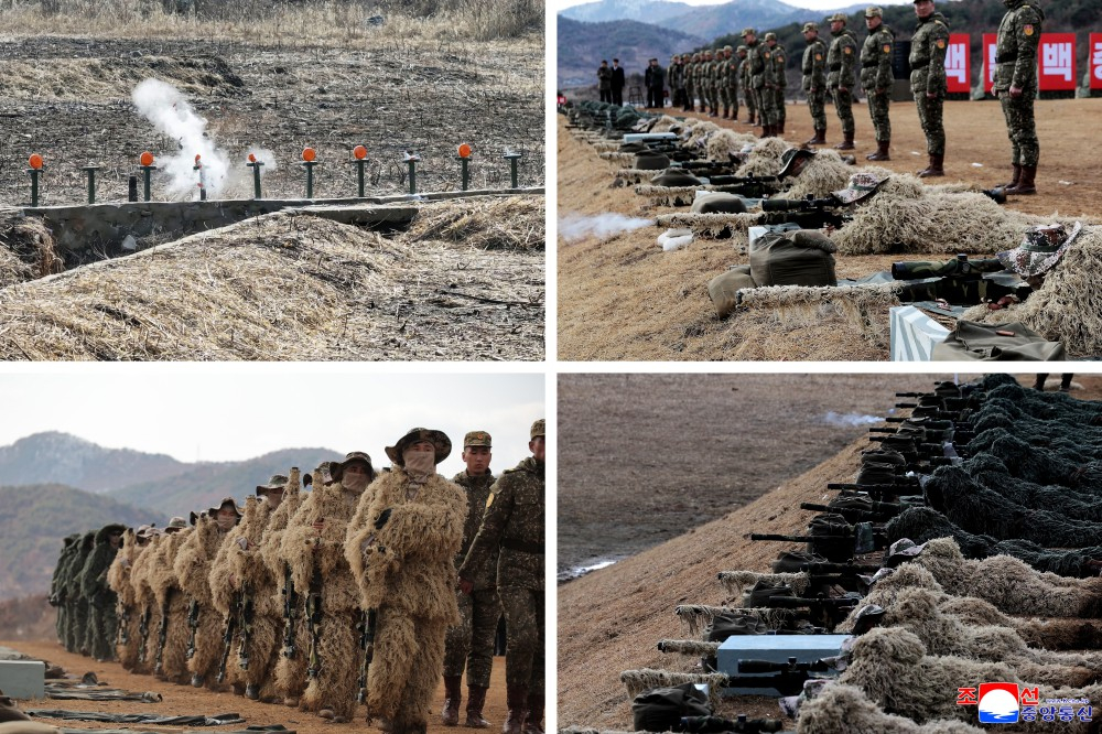 朝鲜“狙击兵日”举行的人民军狙击大赛。你这帽子的迷彩有点眼熟？ 