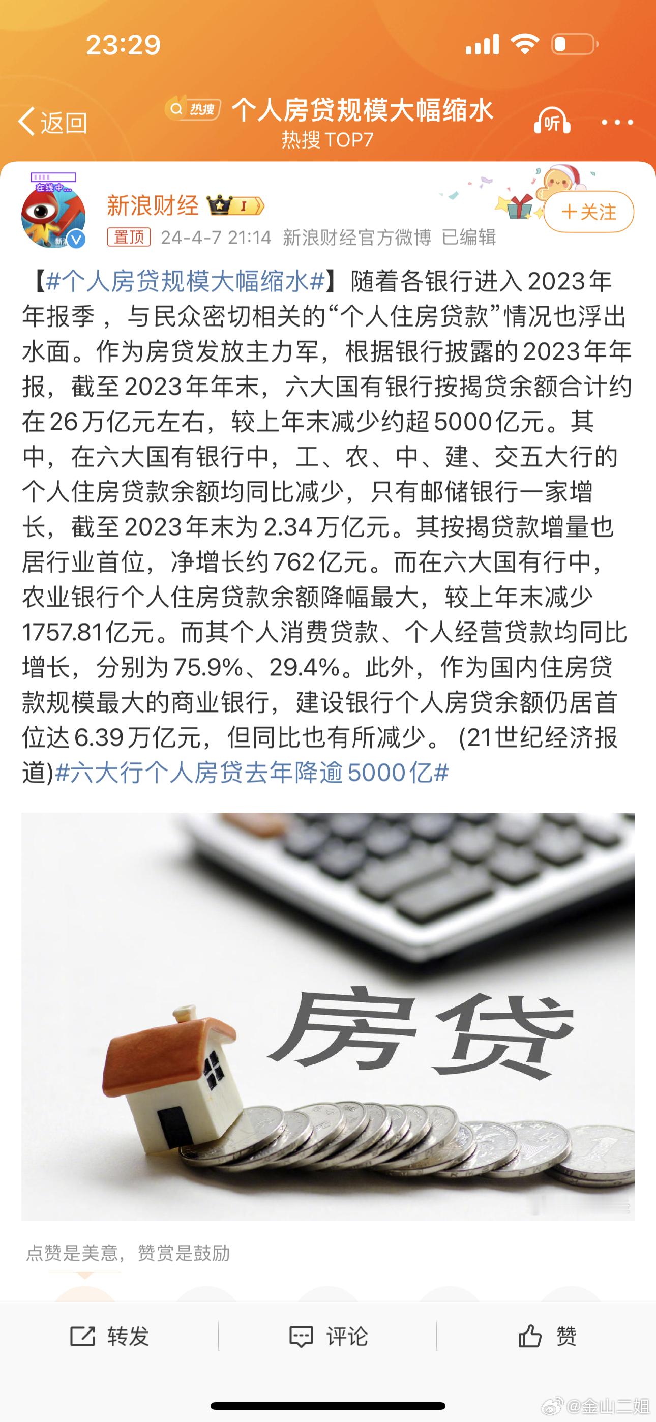 #个人房贷规模大幅缩水# 一场全民去杠杆行动始于2021年，恒大破灭。随着消费贷