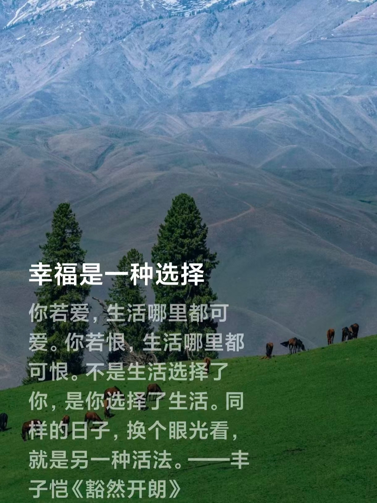 你若爱，生活哪里都可爱。你若恨，生活哪里都可恨。不是生活选择了你，是你选择了生活