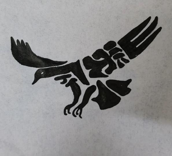 〔看图猜字〕
图中画面是飞鹰；
身上隐藏五个字；
你若一眼能看出；
视力完全没下