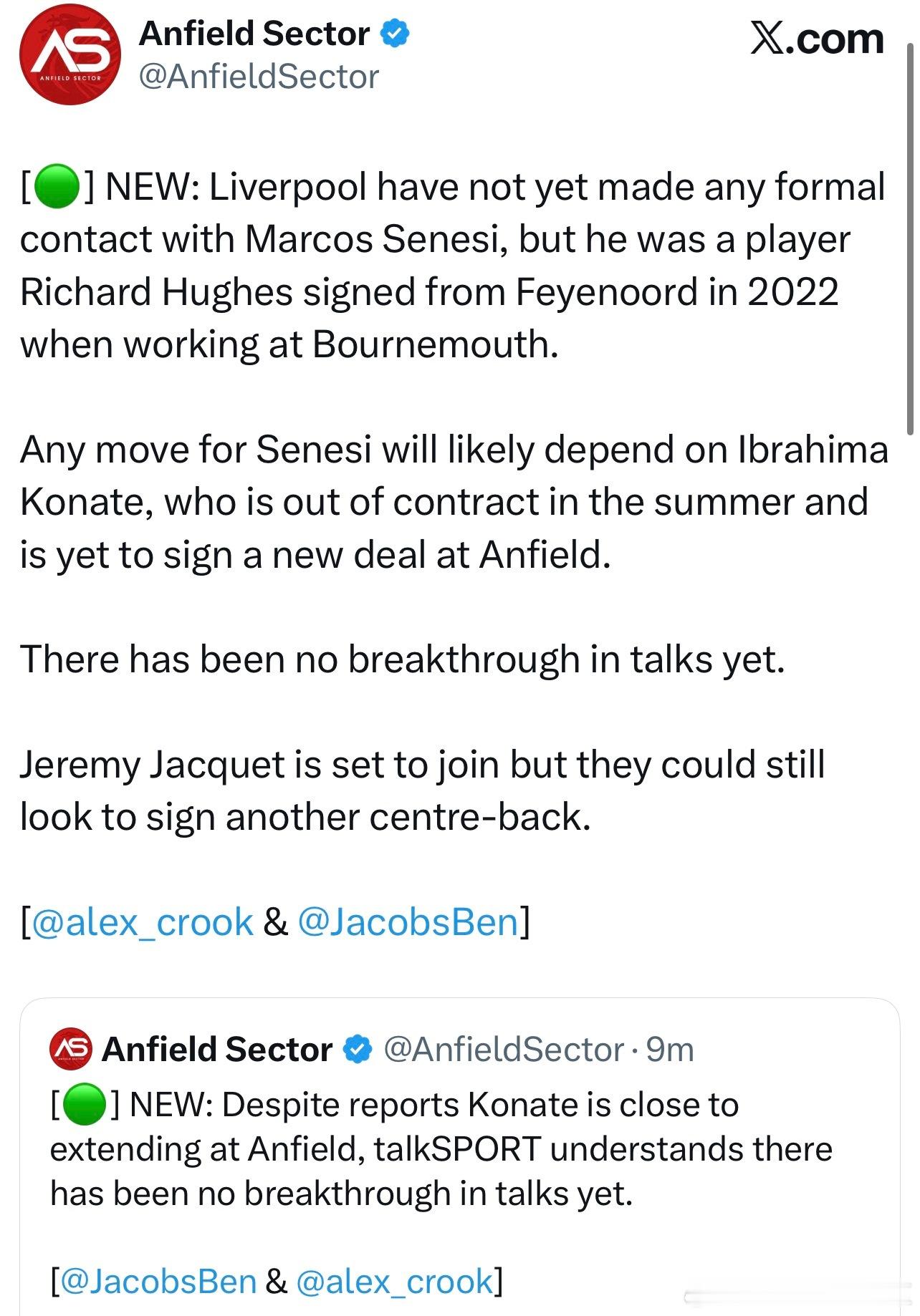 和很多法国记者以及罗马诺的完全相反，但是和前几天奥恩斯坦的对上了科纳特的续约谈判