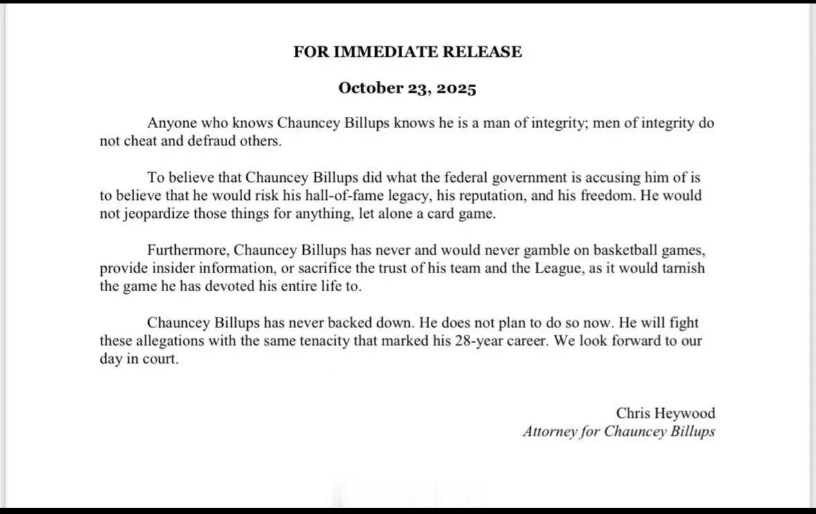 杨瀚森主教练方律师声明 比卢普斯的律师今日对外发布声明：但凡了解昌西-比卢普斯的