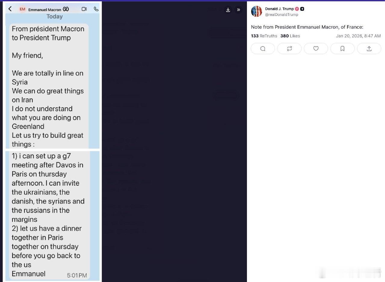 特朗普称对法葡萄酒香槟征200%关税马克龙拒绝特朗普邀请特朗普分享了一条来自马克
