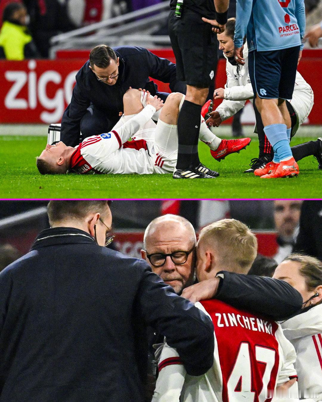 【首秀伤退】津琴科在冬窗从阿森纳转投阿贾克斯，在对锡塔德幸运的比赛中上演了新东家