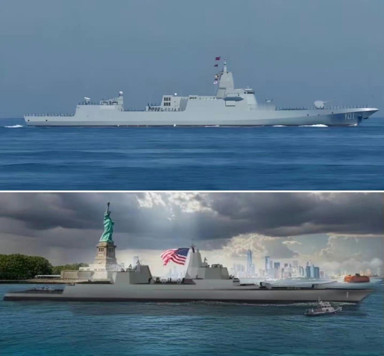 中国055型万吨大驱 VS  美国“特朗普”级战列舰 !