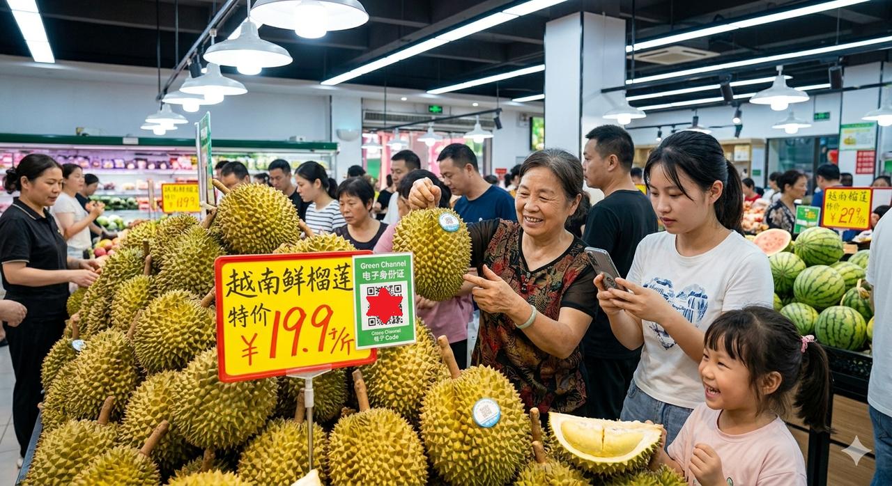 越南首批带有“电子身份证”的新鲜榴莲即将到达中国。

4月10日，据越南媒体报道