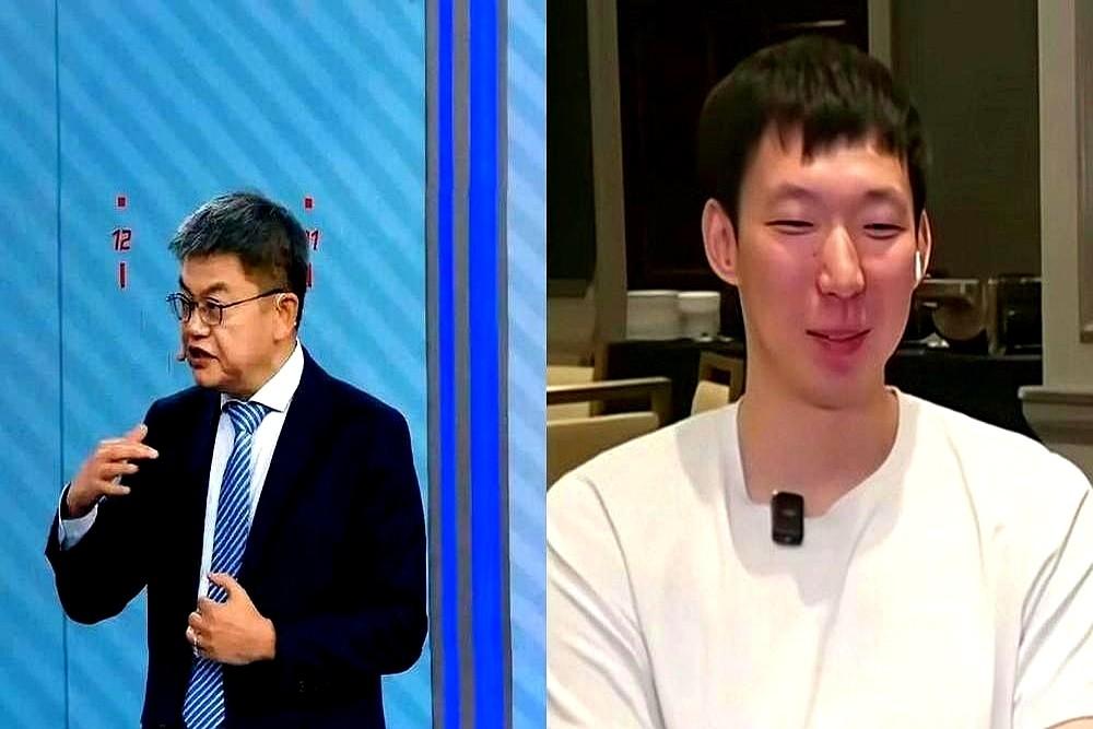 周琦直接把话筒递给苏群：“马刺4-2夺冠？不
苏群在赛前就把马刺捧上了天，他把文