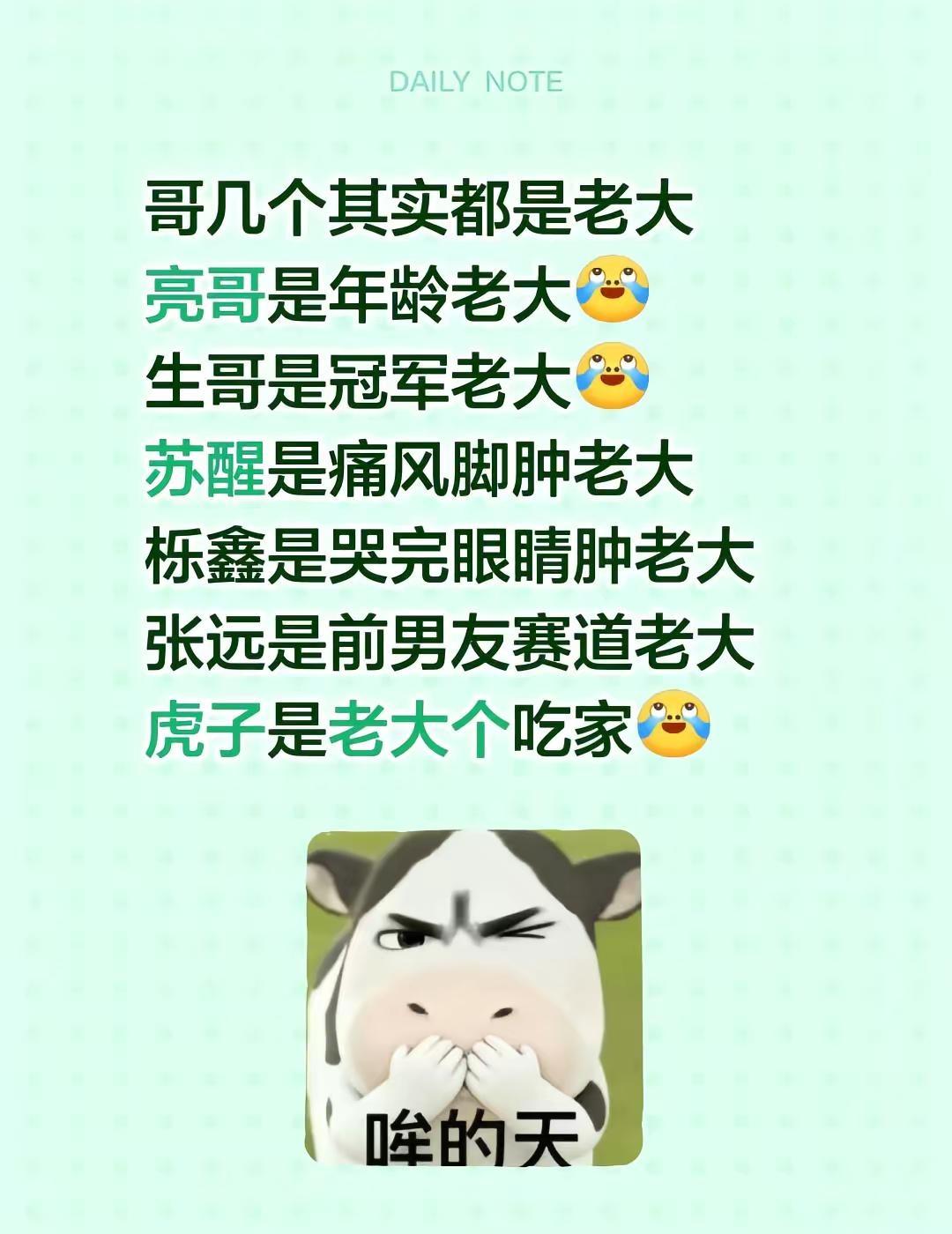 @陈楚生 @苏醒AllenSu @王栎鑫 @张远Bird @王铮亮 @陆虎 哈哈